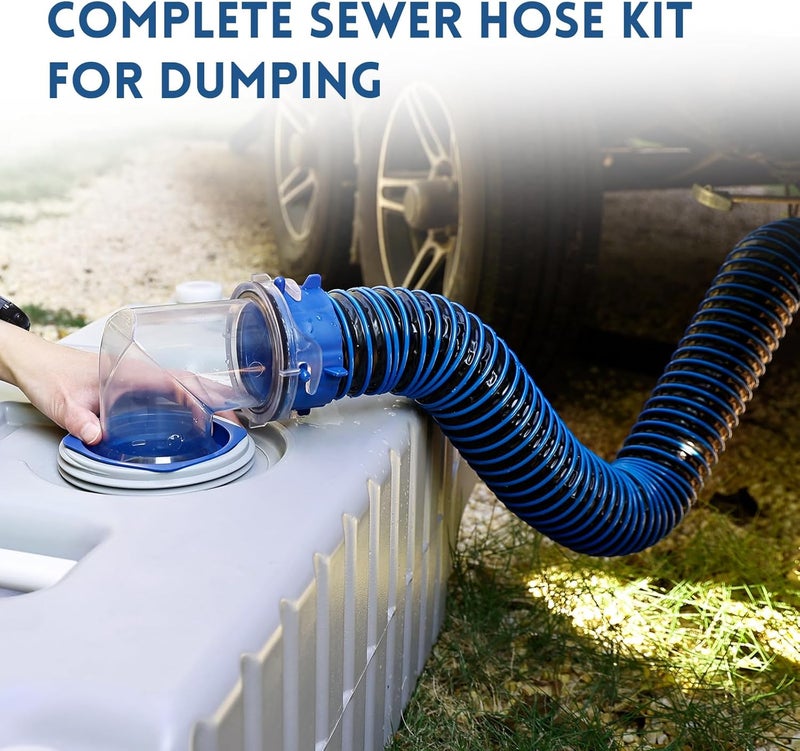 DUMPMAN RV Sewer Hose 3 Ft, Sewer Hose for RV Camper RV, Sewer Hose Kit with Swivel Fitting - Includes 90 Degree Clear View Sewer Adapter, and 2 Storage Caps - Image 2